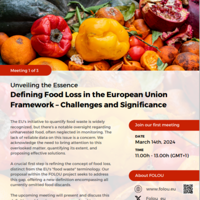 Webinar: Defining Food Loss in the European Union Framework – Challenges and Significance